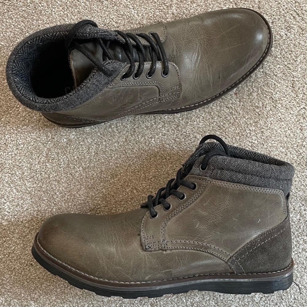 Crevo Mens Gray Leather Boots 8